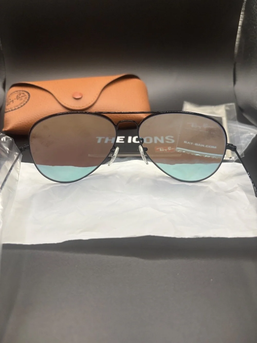Ray Ban Red Orange Blue gun mental frame aviators sunglasses men women 62mm